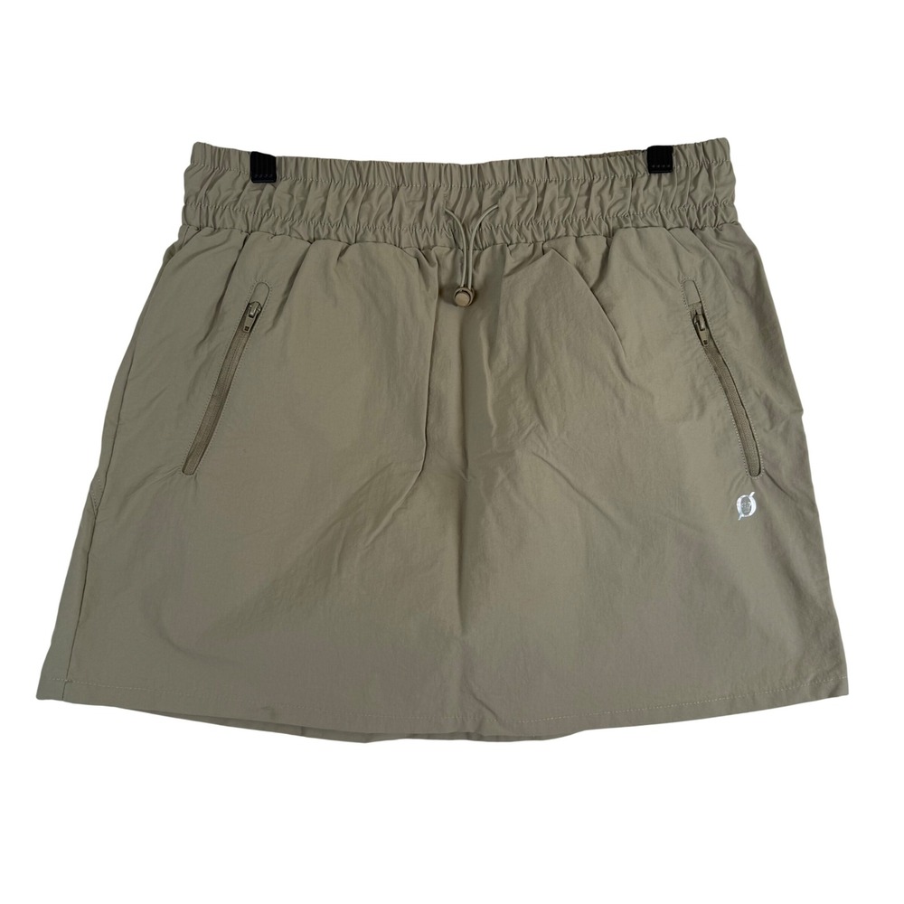 Born Outdoor Hiking Skort Skirt Large Tan Khaki Nylon Elastic Waist Performance